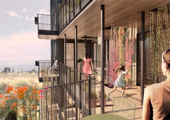 Etageboliger med ankomstaltan forside ONV Arkitekter